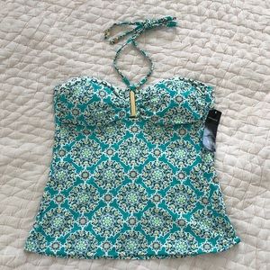 NWT halter neck swim top with gold detail